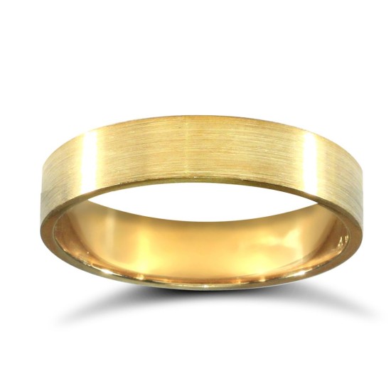 18ct Yellow Gold Standard Weight Flat Profile Satin Wedding Ring
