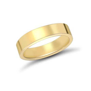 18ct Yellow Gold Standard Weight Flat Profile Mirror Finish Wedding Ring 4mm