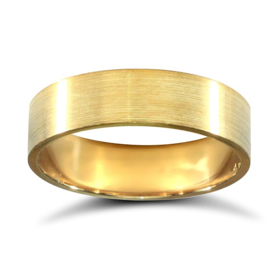 18ct Yellow Gold Standard Weight Flat Profile Satin Wedding Ring