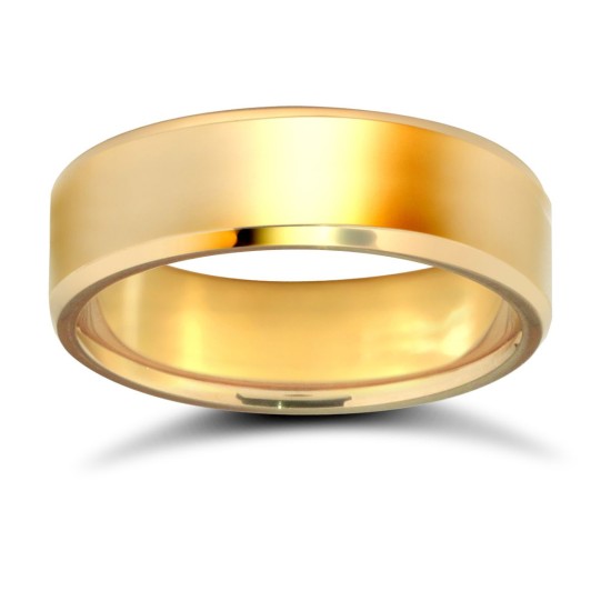 18ct Yellow Gold Standard Weight Flat Profile Bevelled Edge Wedding Ring