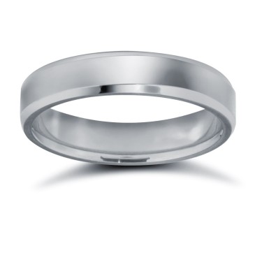 9ct White Gold Standard Weight Flat Profile Bevelled Edge Wedding Ring 4mm