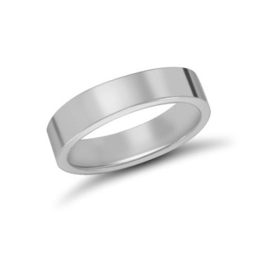 9ct White Gold Standard Weight Flat Profile Mirror Finish Wedding Ring 4mm