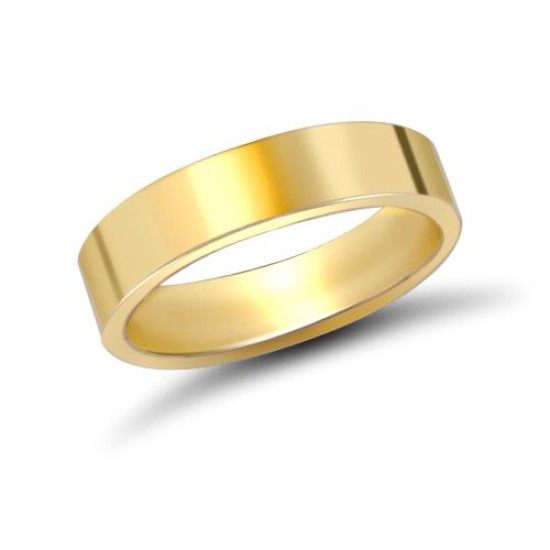 9ct Yellow Gold Standard Weight Flat Profile Mirror Finish Wedding Ring