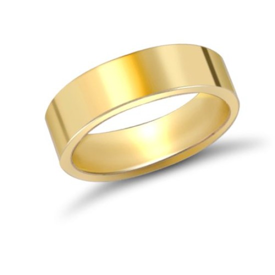 9ct Yellow Gold Standard Weight Flat Profile Mirror Finish Wedding Ring