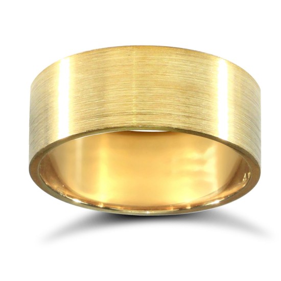 9ct Yellow Gold Standard Weight Flat Profile Satin Wedding Ring