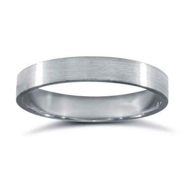 Platinum Standard Weight Flat Profile Satin Wedding Ring 3mm