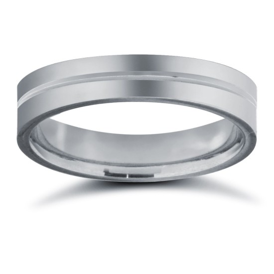 Platinum Standard Weight Flat Profile Centre Groove Wedding Ring