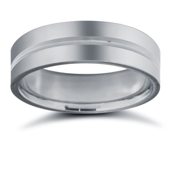 Platinum Standard Weight Flat Profile Centre Groove Wedding Ring