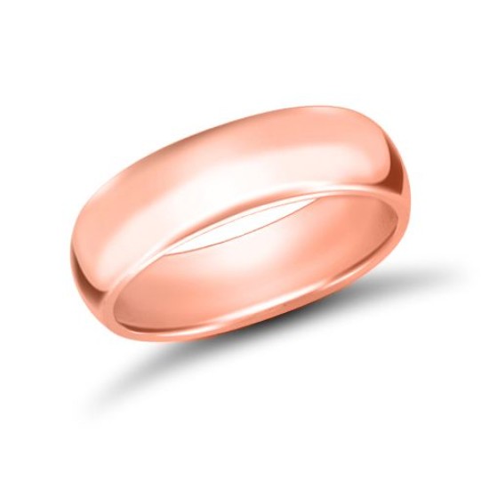 18ct Rose Gold Premium Weight D-Shape Profile Mirror Finish Wedding Ring