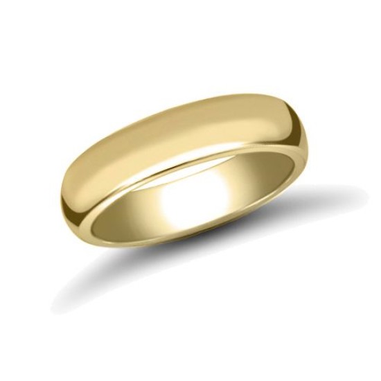 9ct Yellow Gold Premium Weight D-Shape Profile Mirror Finish Wedding Ring