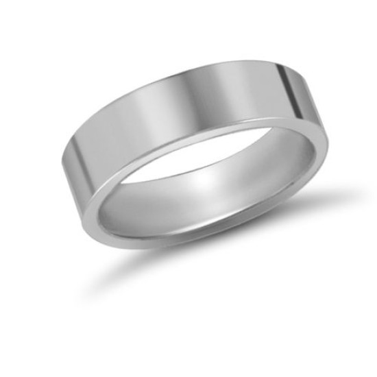 18ct White Gold Premium Weight Flat Court Profile Mirror Finish Wedding Ring