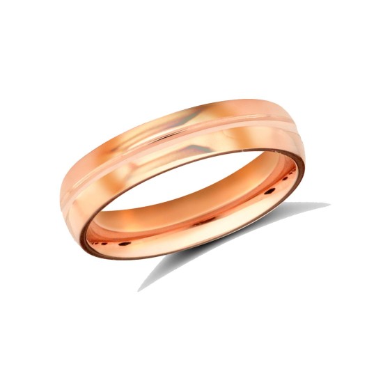 18ct Rose Gold Standard Weight Court Profile Centre Groove Wedding Ring