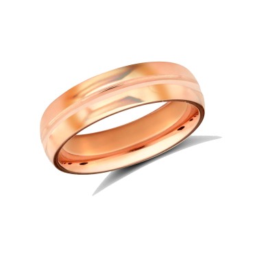 18ct Rose Gold Standard Weight Court Profile Centre Groove Wedding Ring 5mm