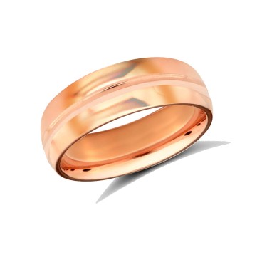 18ct Rose Gold Standard Weight Court Profile Centre Groove Wedding Ring 6mm