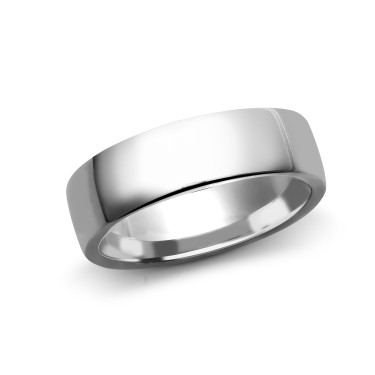 18ct White Gold Standard Weight Court Profile Mirror Finish Wedding Ring 7mm