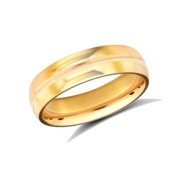 18ct Yellow Gold Standard Weight Court Profile Centre Groove Wedding Ring 5mm