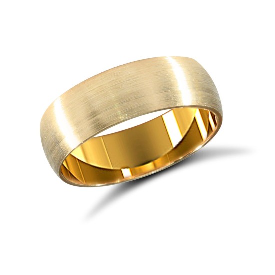18ct Yellow Gold Standard Weight Court Profile Satin Wedding Ring