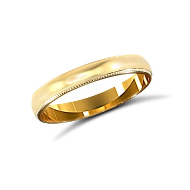 22ct Yellow Gold Standard Weight 3mm Soft Court Profile Mill Grain Wedding Ring 3mm