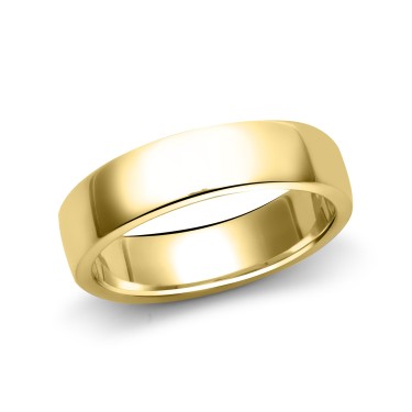 22ct Yellow Gold Standard Weight 6mm Soft Court Profile Mirror Finish Wedding Ring 6mm