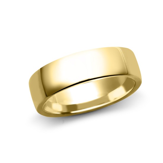 22ct Yellow Gold Standard Weight 7mm Soft Court Profile Mirror Finish Wedding Ring