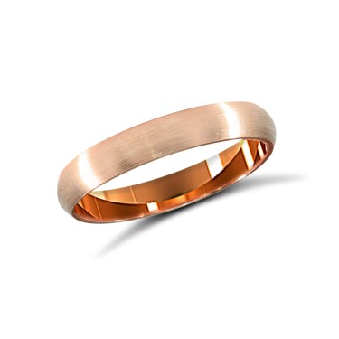 9ct Rose Gold Standard Weight Court Profile Satin Wedding Ring 3mm