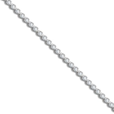 18ct White Gold 1.00ct Rub-over Dia Line Bracelet