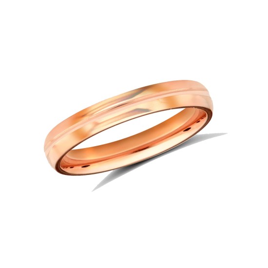 9ct Rose Gold Standard Weight Court Profile Centre Groove Wedding Ring