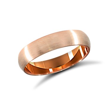 9ct Rose Gold Standard Weight Court Profile Satin Wedding Ring 4mm