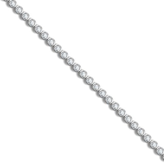 18ct White Gold 2.00ct Rub-over Diamond Line Bracelet