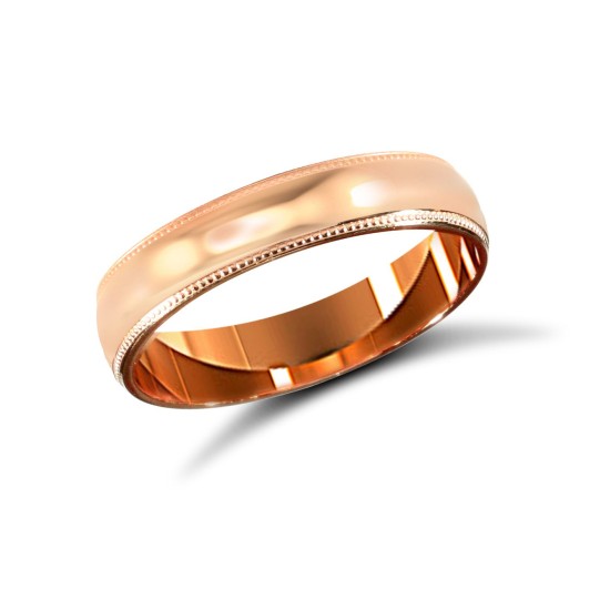 9ct Rose Gold Standard Weight Court Profile Mill Grain Wedding Ring