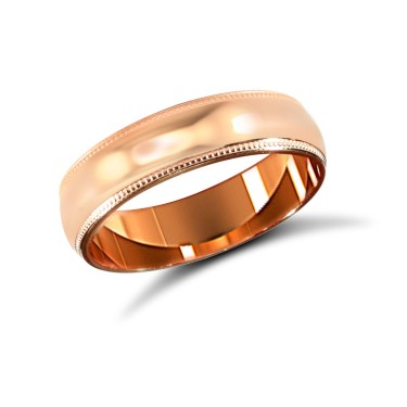 9ct Rose Gold Standard Weight Court Profile Mill Grain Wedding Ring 5mm