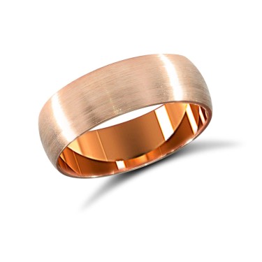 9ct Rose Gold Standard Weight Court Profile Satin Wedding Ring 6mm
