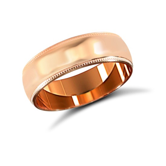 9ct Rose Gold Standard Weight Court Profile Mill Grain Wedding Ring