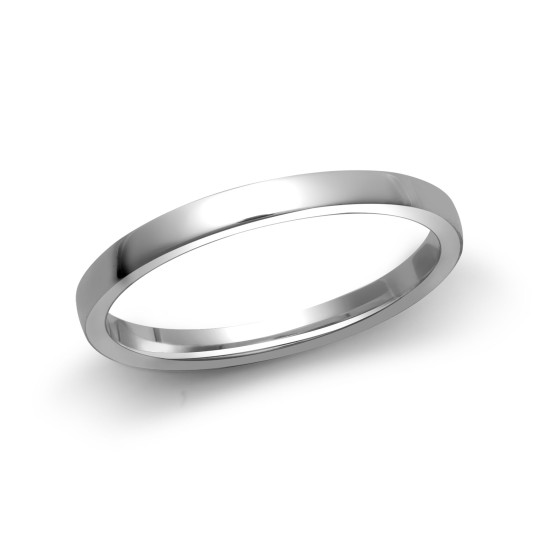 9ct White Gold Standard Weight Court Profile Mirror Finish Wedding Ring