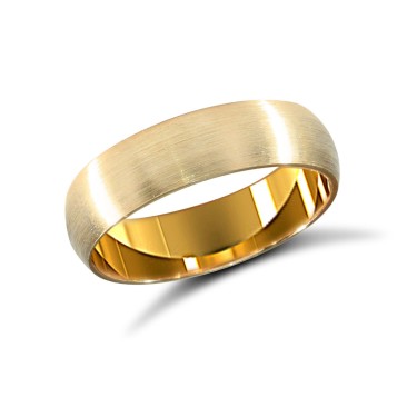 9ct Yellow Gold Standard Weight Court Profile Satin Wedding Ring 5mm