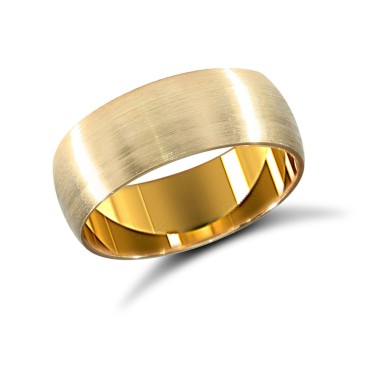9ct Yellow Gold Standard Weight Court Profile Satin Wedding Ring 7mm