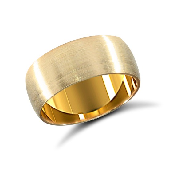 9ct Yellow Gold Standard Weight Court Profile Satin Wedding Ring