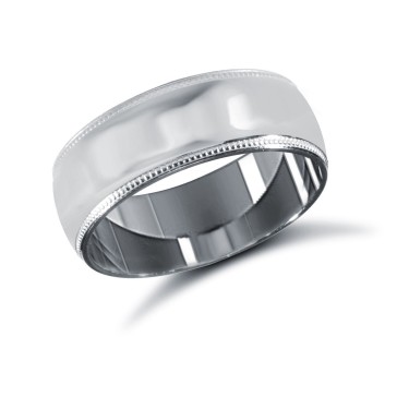 Palladium Standard Weight Court Profile Mill Grain Wedding Ring 7mm