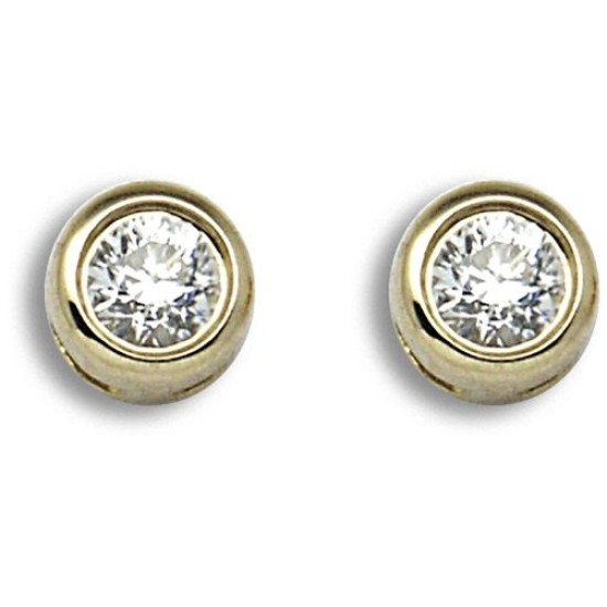 18ct Yellow Gold 50pts Rub over Earrings