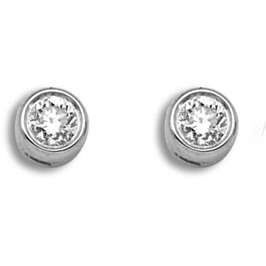18ct White Gold 35pts Rub over Earrings