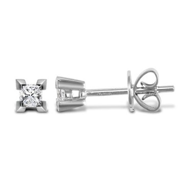 18ct White Gold 50pt P.cut 4 Claw Dia Stud Earring