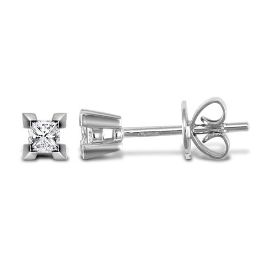18ct White Gold 50pt P.cut 4 Claw Dia Stud Earring