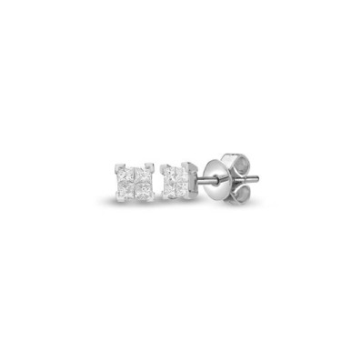 18ct White 1.00ct Diamond 4 x P.cut Stud Earring