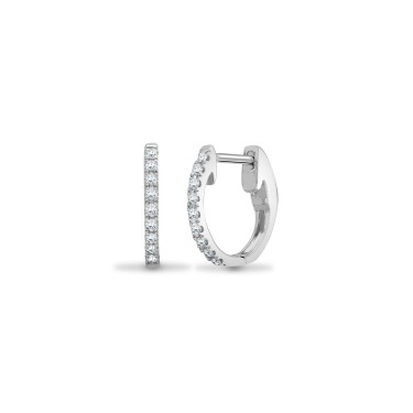 18ct White 0.14ct Diamond Claw Half Set Hoop Earrings