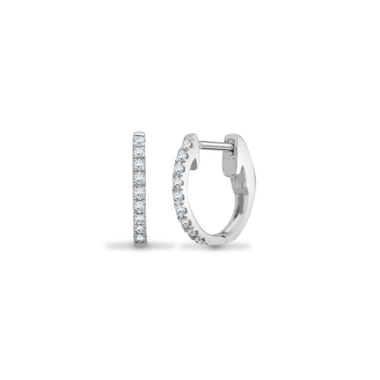 18ct White 0.14ct Diamond Claw Half Set Hoop Earrings
