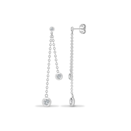 18ct White 0.30ct Diamond Double Chain Drop Earring
