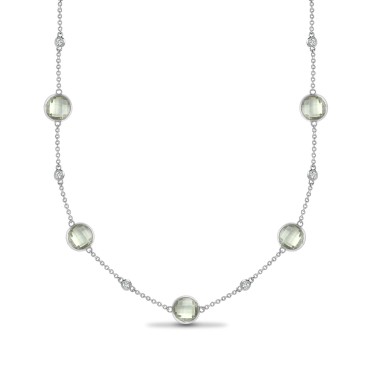 18ct White Gold Diamond And Green Amethyst Necklace