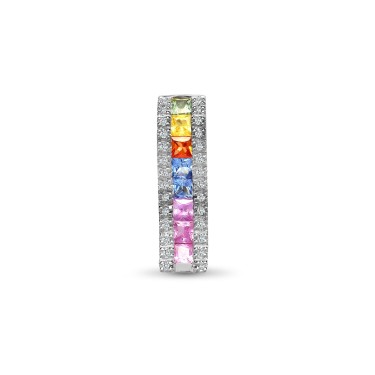 18ct White Gold Diamond And Multi Coloured Sapphire Pendant