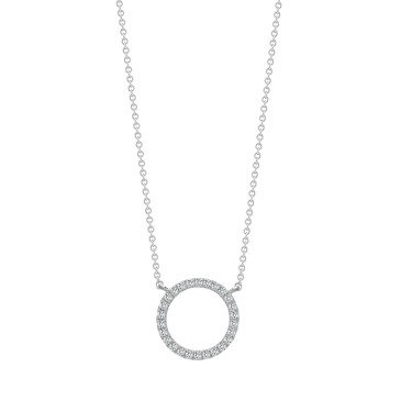 18ct White 0.18ct Diamond Circle Pendant - 18