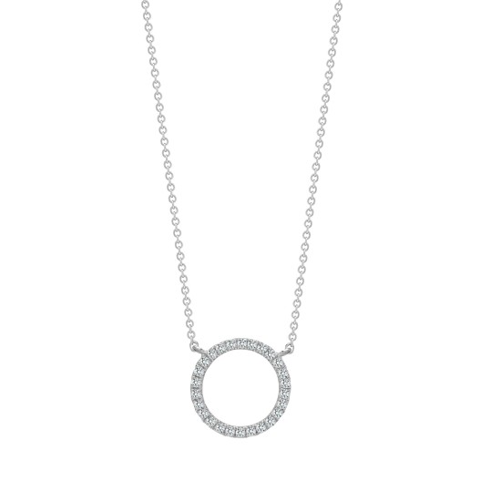 18ct White 0.18ct Diamond Circle Pendant - 18 Chain included